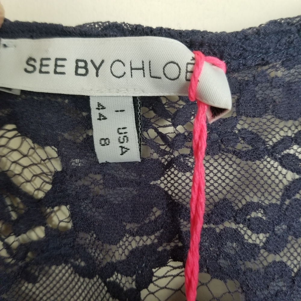 See By Chloe Wool Blend Knit Dress Lace Sleeves Size 8 NWT - Picture 6 of 7